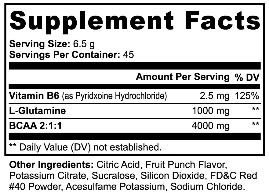 BCAA SHOCK POWDER Intra Workout Powder (Fruit Punch)